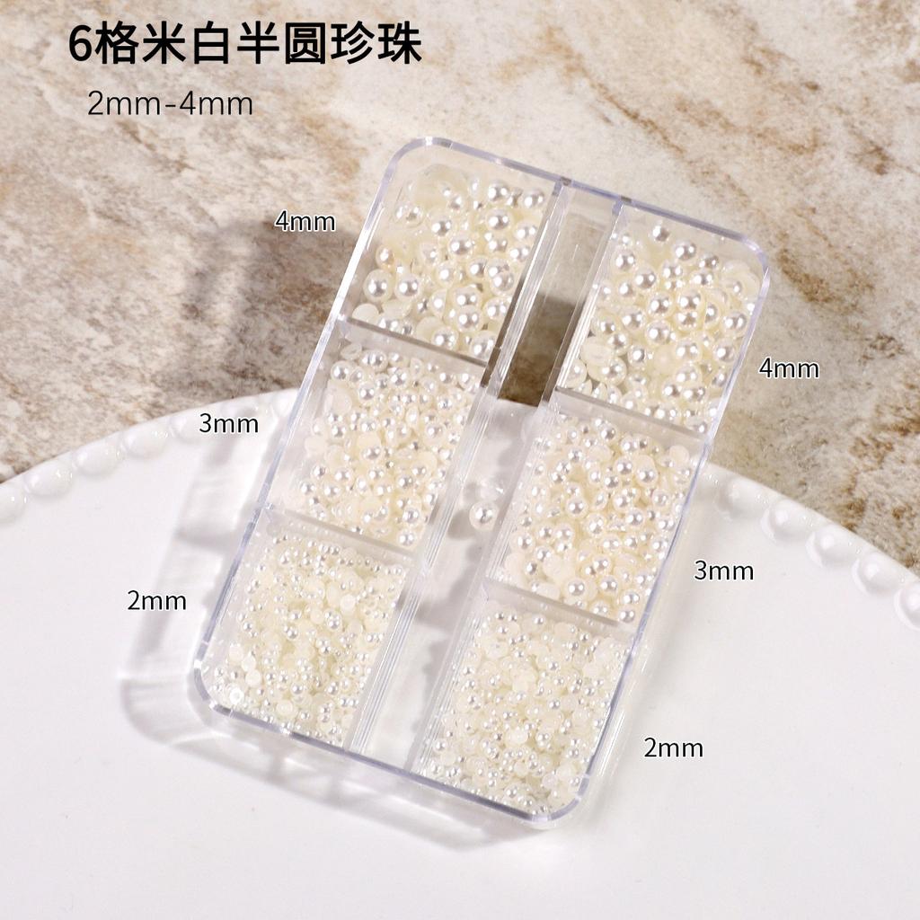 Ins Japanese Flat-Bottom Manicure, Pure White Beige Pearl, Semi-Round, Full-Round Highlight, No Peeling, No Fading, Nail Accessories