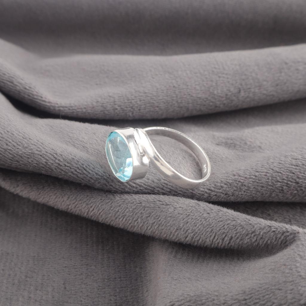 Sky Blue Topaz Gemstone Ring 925 Sterling Silver Handmade Jewelry Wedding Gift RR-53-5