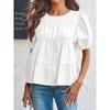New Summer Puffed-sleeve Doll Shirt, Short-sleeved Loose and Casual A-line Pleated Stylish Top
