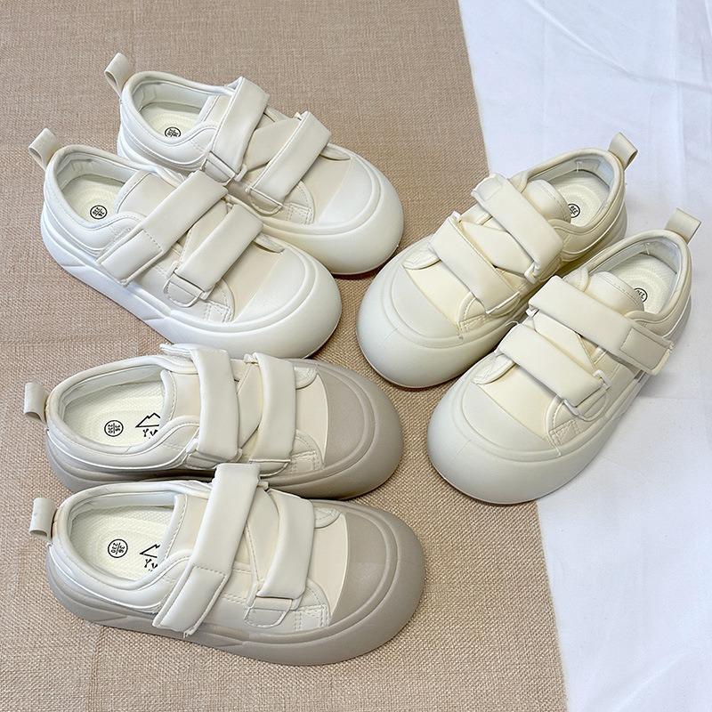 0 Cream Velcro Little White Shoes Women's Spring New Ugly Cute Niche Big Head Shoes