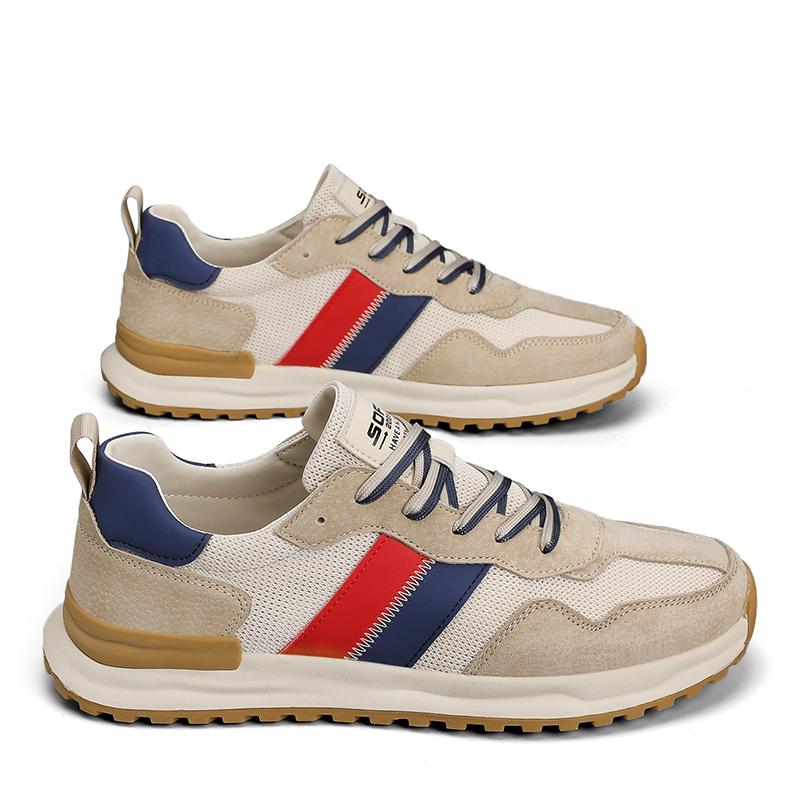 Men s Shoes 2026 Spring New Breathable Running Shoes Outdoor Soft Bottom Sports Men s Leather Face Casual Trendy Shoes 39