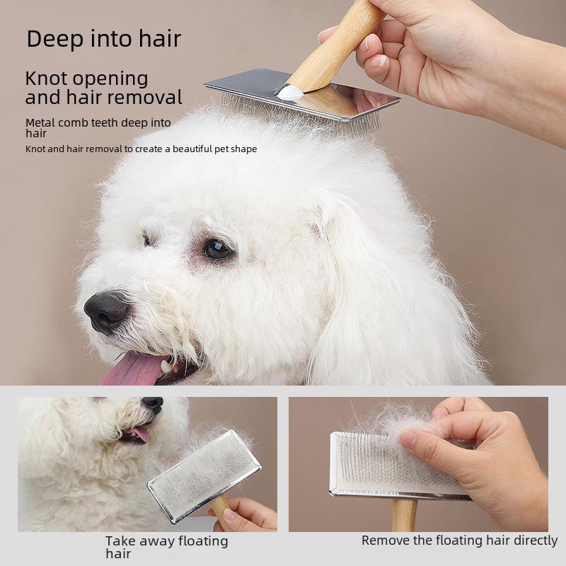 Bamboo Pet Comb for Loose Hair Removal - Ideal for Fluffy Dogs and Cats