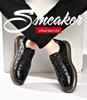 European Men's White Lace-up Shoes: Embossed Cowhide Crocodile Pattern, Comfortable, Versatile Thick Sole, Trendy Casual Design.