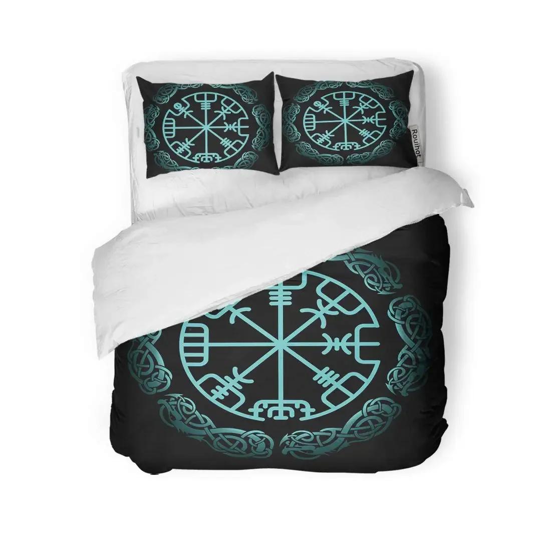 

Viking Vintage King Queen Підодіяльник Norse Myth Комплект постільної білизни Середньовічний фольклорний тотем Підодіяльник Сіра поліестерова ковдра (135x200cm)