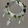 Bracciale con Perline e Ciondolo a Forma di Fiore Rosa di Cristallo Coreano e Farfalla per Donne, Catena Dolce con Perle, Gioielli Regalo per Fidanzata
