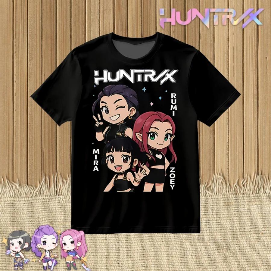 Kpop Demon Hunter T-shirts Cartoon Printed Fashion Hip Hop Y2k Streetwear Unisex Casual O-Neck Short Sleeve Tops Kid's Clothes