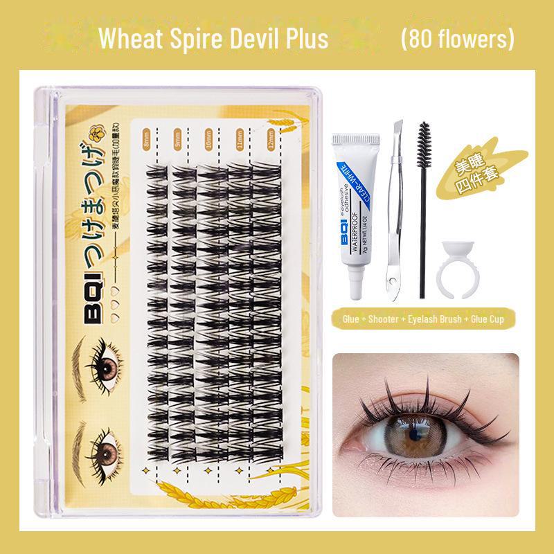 BQI Natural Thick Wheat Ear Spire False Eyelashes - Clustered for Novices