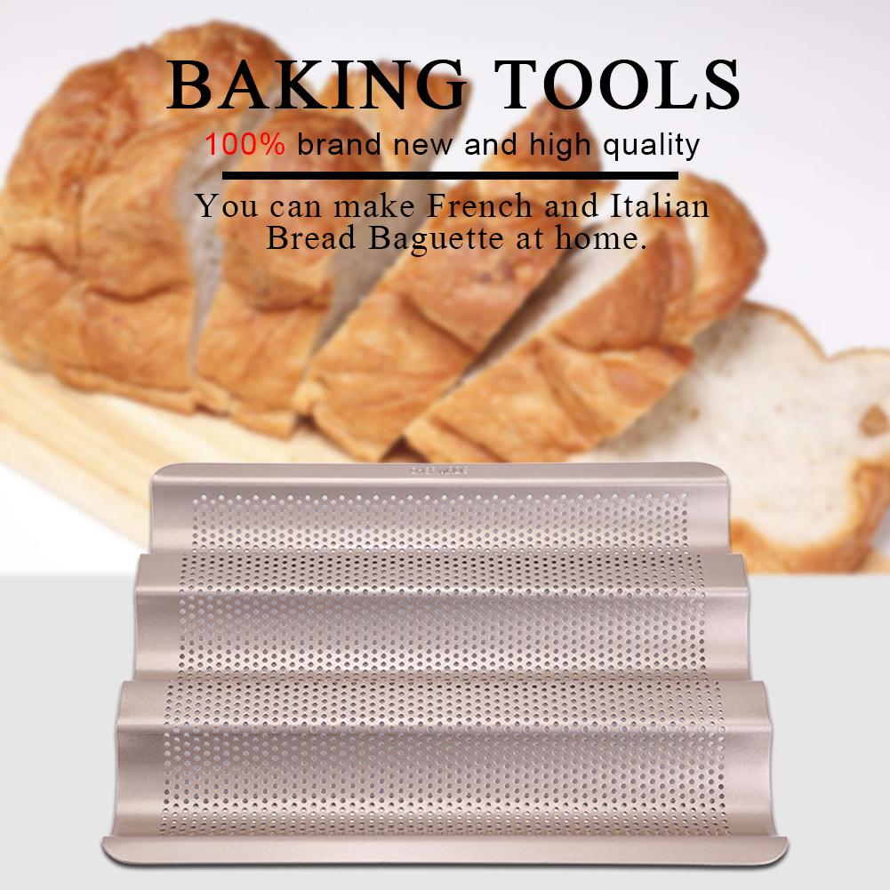 

10inch French Bread Pan Baguette Baking Tray Perforated 3 slot Non Stick Bake