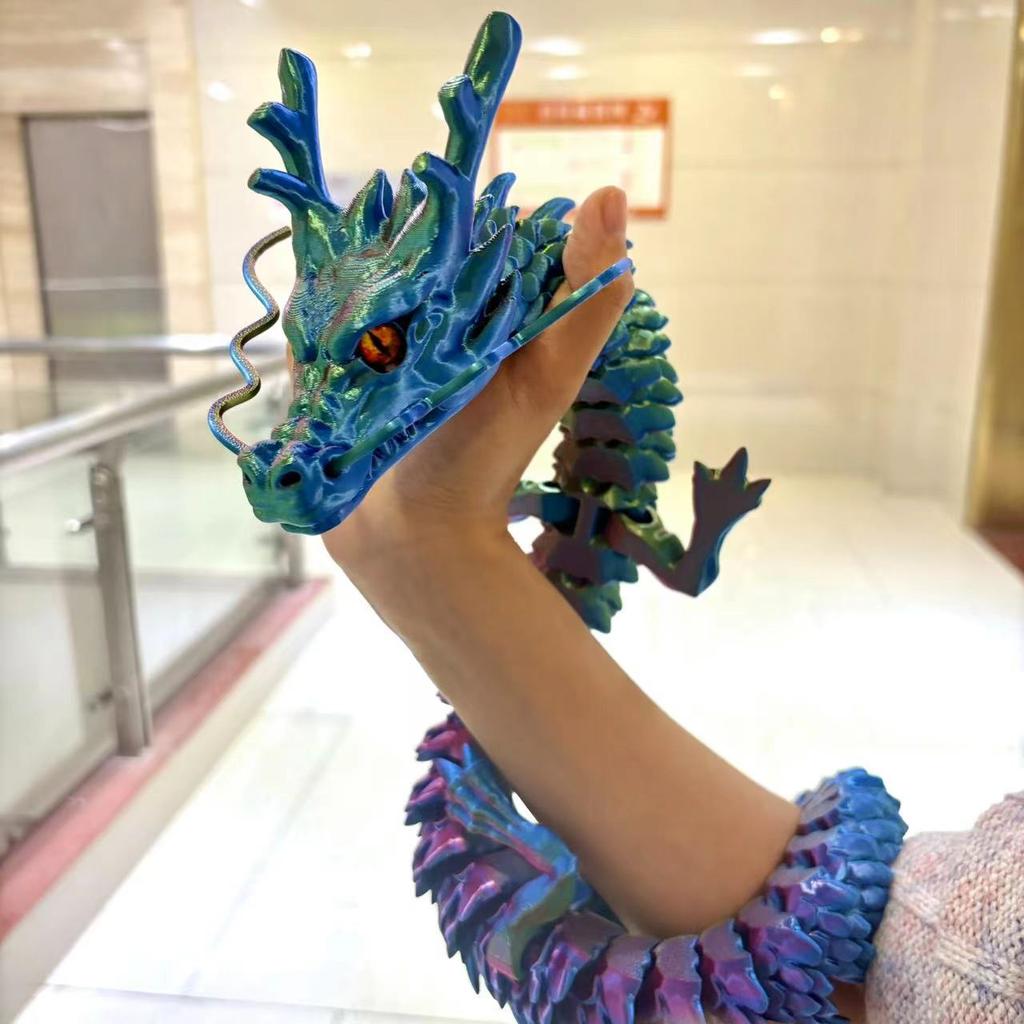 85Cm/33.46In Extra Großes Chinesisches Drachenmodell mit offenem Maul und beweglichen Gelenken Tiermodell Heim-Desktop-Dekoration Ornament Geschenk Sammlung Statue