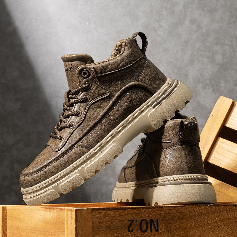 Soft-soled autumn new Martin boots retro high-top leather shoes non-slip shoes casual short boots