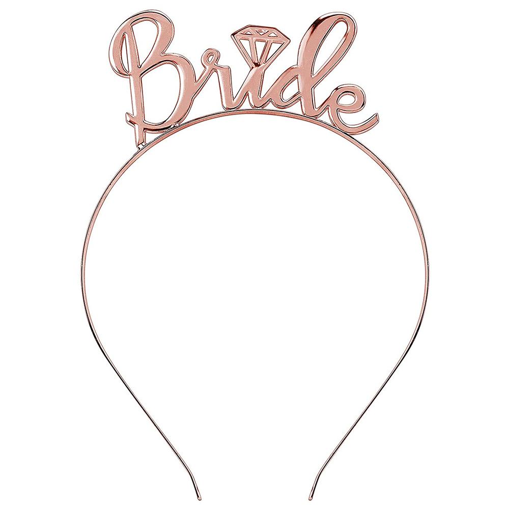 Bride Headwear Set Bridal Veil Waistband Crown Decoration Accessories for Wedding Party Rose Gold
