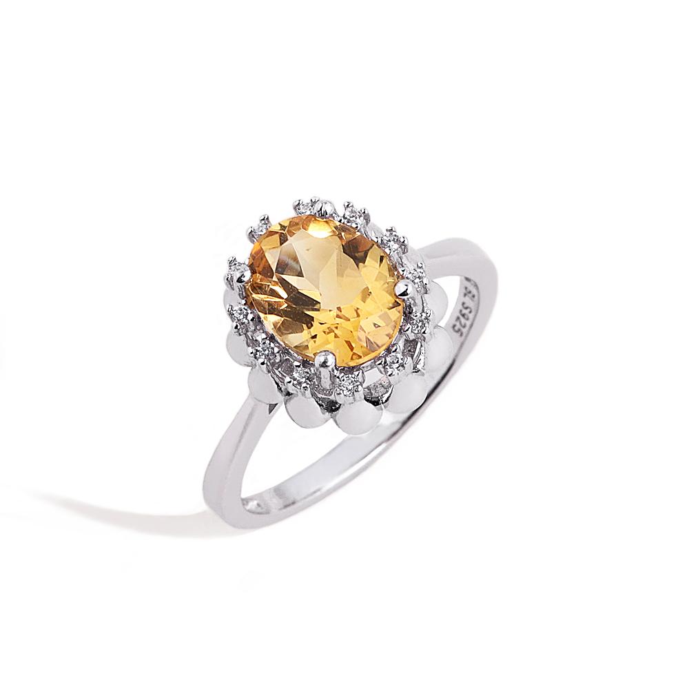 925 Sterling Silver Ring Earrings Pendant Necklace Nautral Oval 7*9mm Citrine Fine Jewelry Set for Women's Banquet Birthday Gift