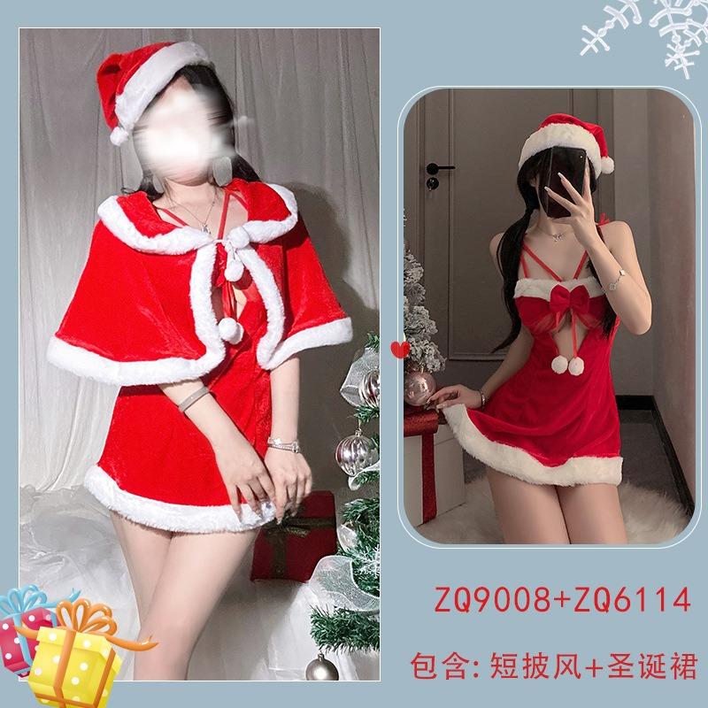 Sexy new year's day christmas uniform sexy lingerie velvet nightdress cosplay new c robe suit