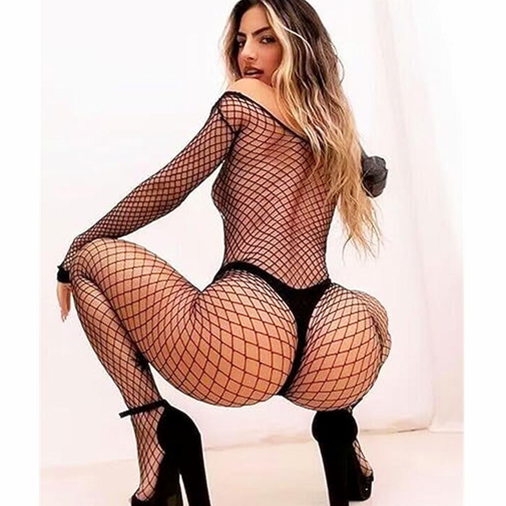 Sexy Fishnet Bodystockings Women Erotic Lingerie Fishnet Bodysuit Outfits Lace Underwear Erotic Mesh Stockings Porn Set Costumes