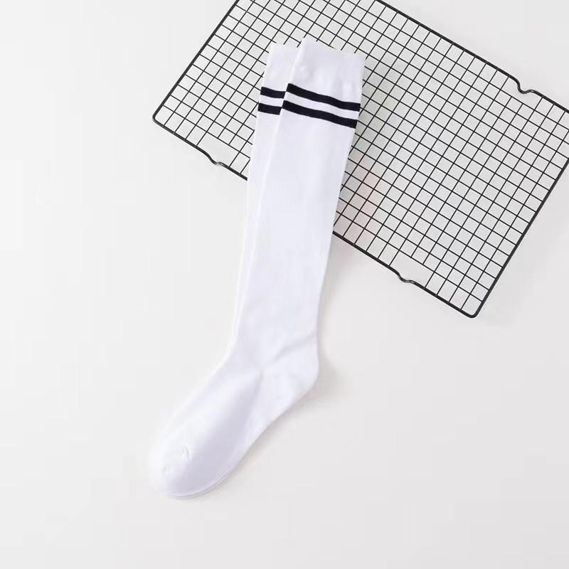 

Длинные гольфы, чулки, женские, однотонные, в полоску, повседневные, спортивные, теплые, дышащие, носки для теленка, корейская мода, японский стиль One Size белый