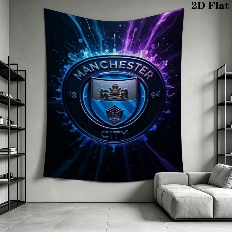 Manchester City Football Clu Wall Tapestry Aesthetic Wall Hanging Printed Fabric Blanket Decorative Tapestries for Bedroom Living Room Home Decor