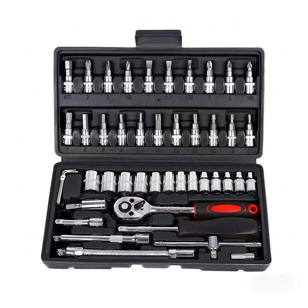46pcs/set Professional Ratchet Tool Set Car Repair Combination Wrench portable Professional equipped torque wrench Tools