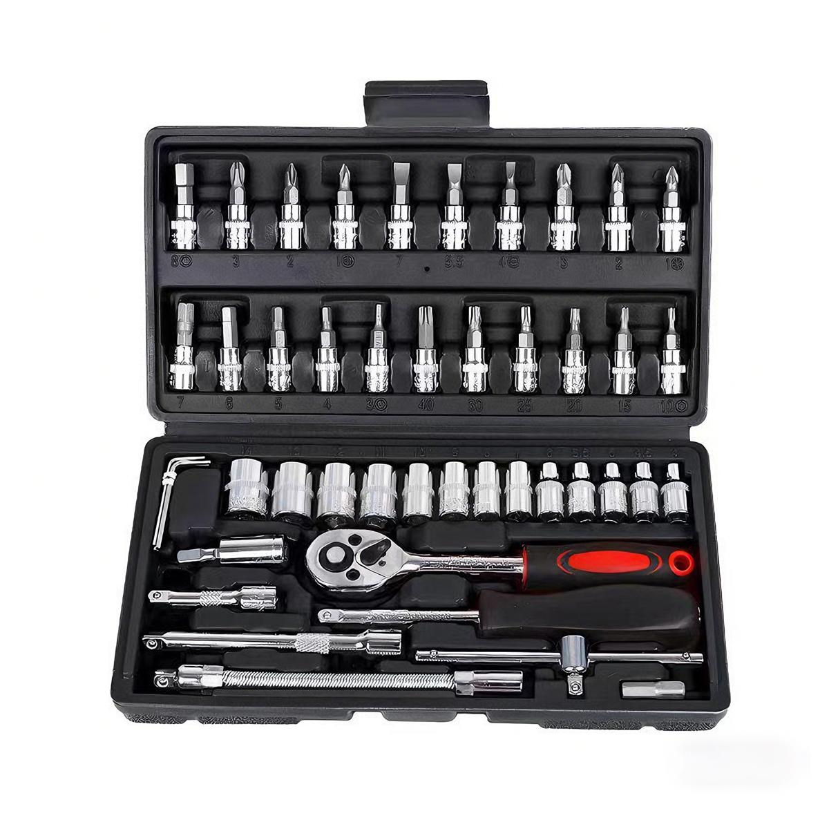 46pcs/set Professional Ratchet Tool Set Car Repair Combination Wrench portable Professional equipped torque wrench Tools