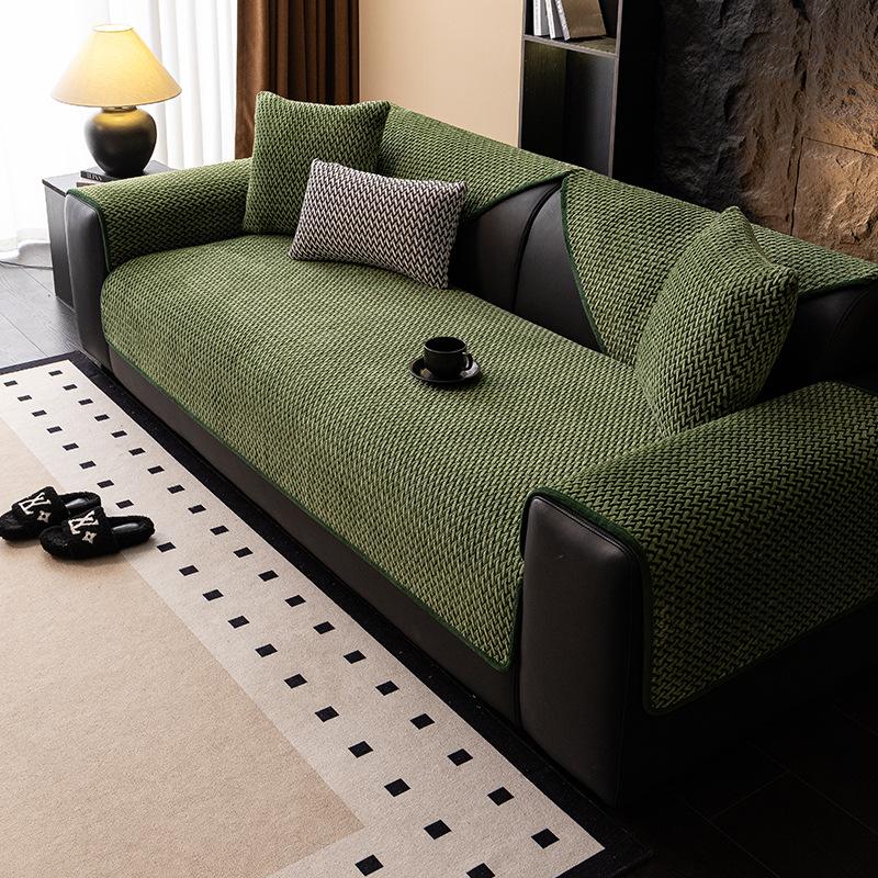 New Sofa Cushion Autumn And Winter Plush Thickened Non-Slip Seat Cushion Premium Leather Sofa Cover Cloth Towel