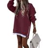TIFICY Pullover e maniche lunghe con scollo a maniche lunghe autunno inverno stampa tinta unita moda casual da donna