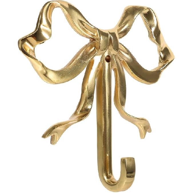 Alipis Bow Hooks for Wall Bow-Knot Hook Brass Coat Hanger Gold Wall Hooks Nordic Retro Clothes Hook Key Holder for Scarf, Bag, Towel, Hat