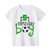 2-9Y Football Birthday Print Kids White Short Sleeve T-shirt Summer Casual Comfortable Tops Crew Neck Cotton Children Tees