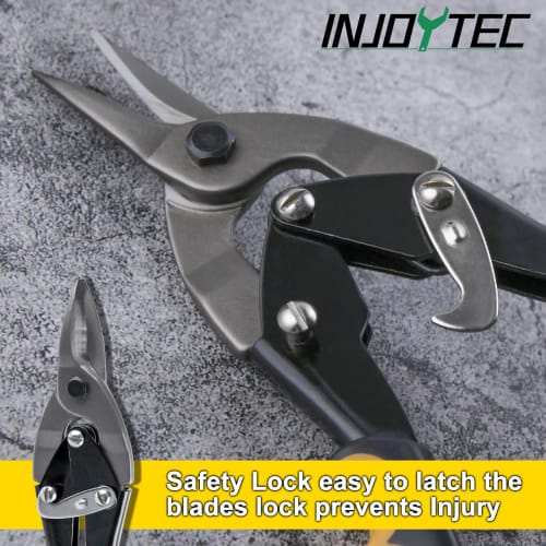 INJOYTEC Metal Scissors, Double-Powered, Straight Type, Powerful, Straight Blade, All-Purpose, for Sheet Metal, Cardboard, Cardboard, and Bulky Waste