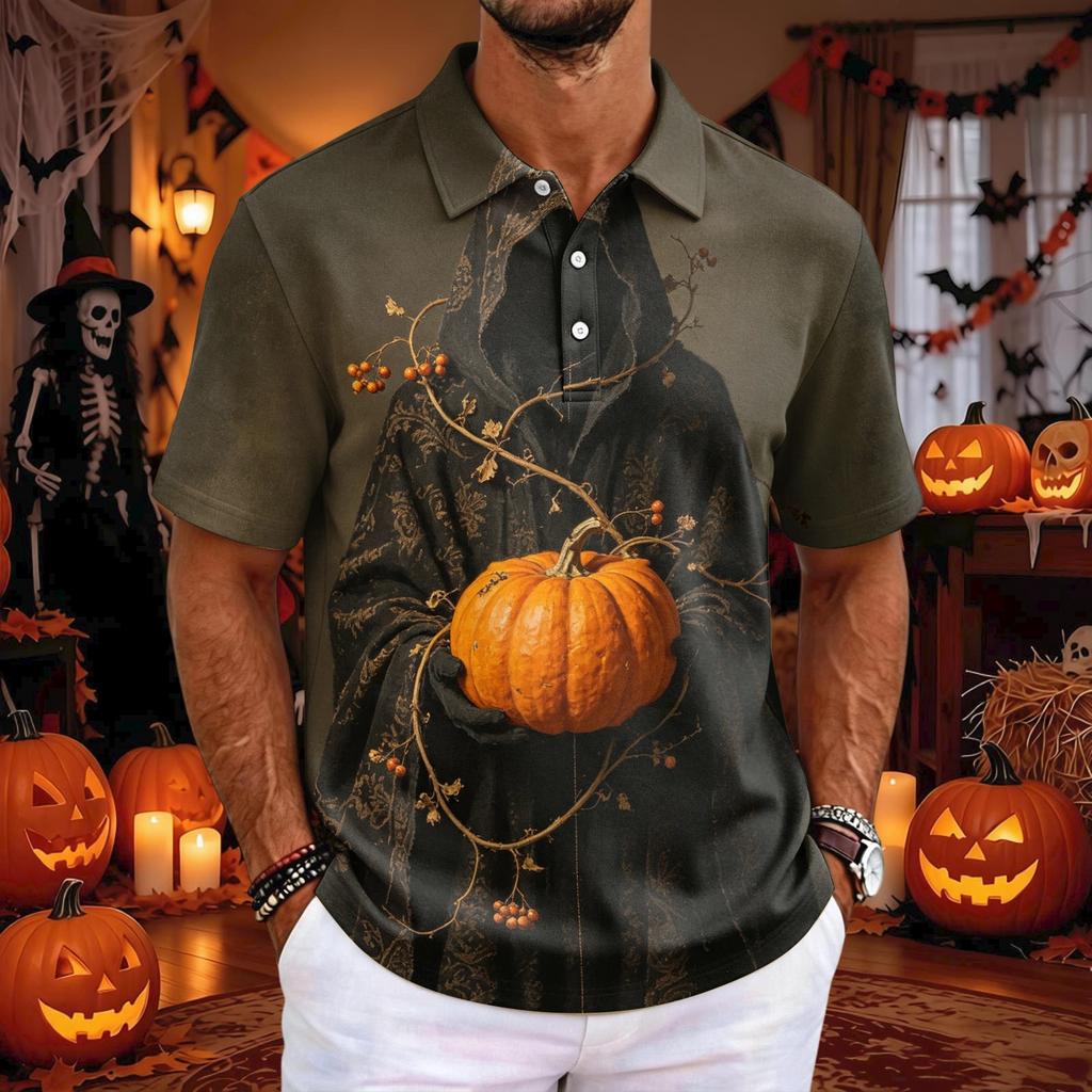 Men's Halloween Printed Short Sleeve T-Shirt for Casual Daily Wear