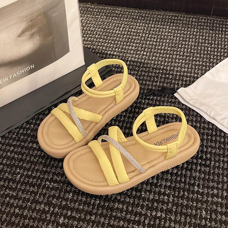 Platform Sandals Female 2025 Summer New with Skirt Fashionable Versatile Fairy Wind Water Diamond Beach Roman Cool Slippers