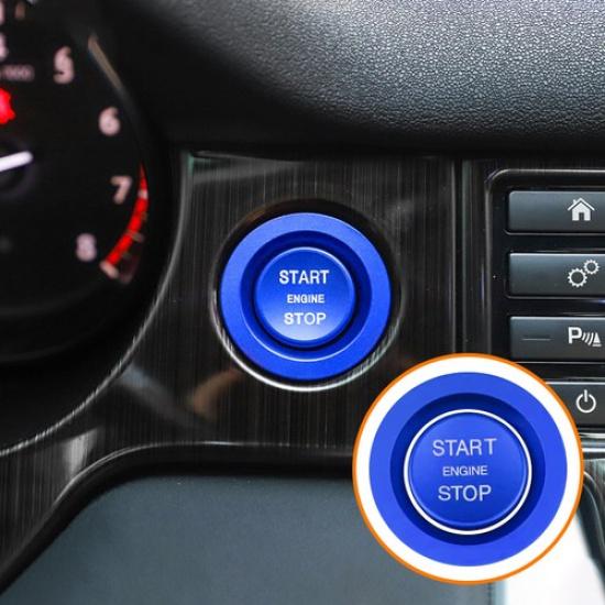 Blue Keyless Engine Push Start Button W/ Ring For Land Rover Accessories
