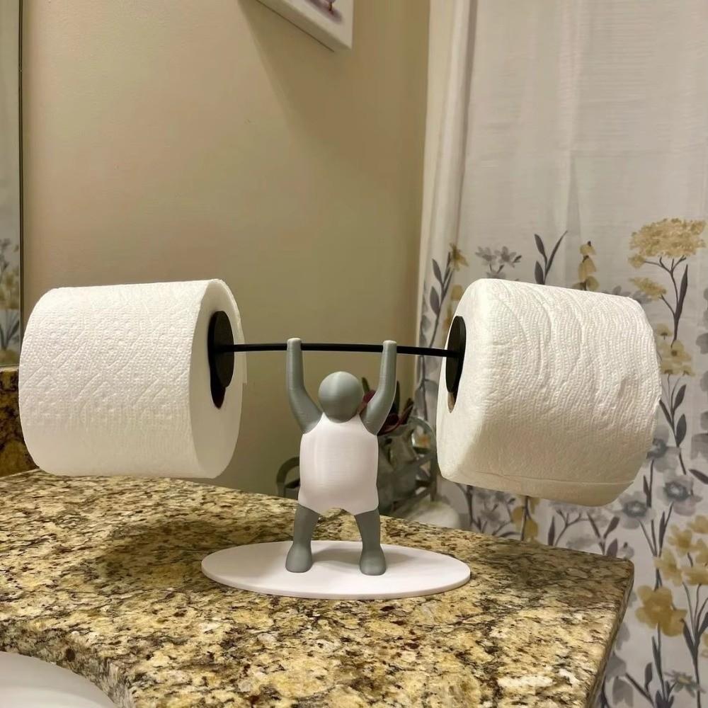 Funny Barbell Toilet Paper Holder Space Saving 3D Printed Toilet Paper Rack Home Decor