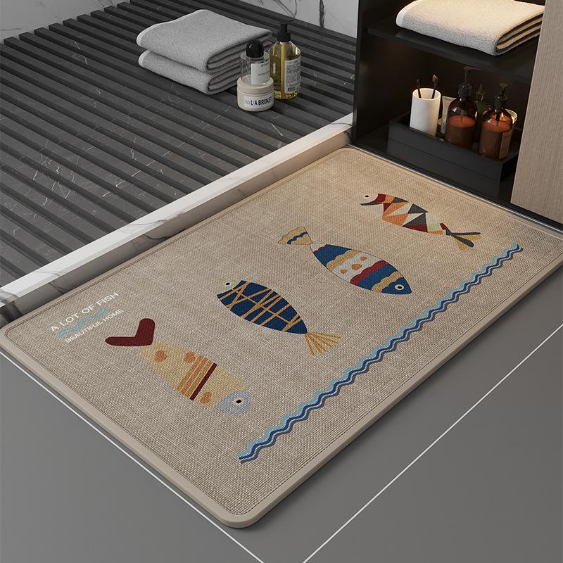 Bathroom Mat Absorbent Toilet Area Rug Non Slip Entry Mat Fast Dry Carpet For Washroom Entrance Shower Bathroom Floor Mat