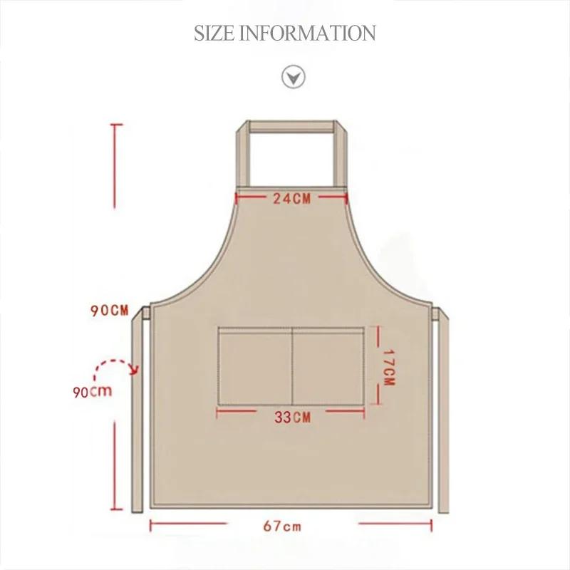 Kitchen Cotton Striped Apron Household Adult Apron for Cleaning Cooking Baking Large Pockets Men Women Apron Overalls