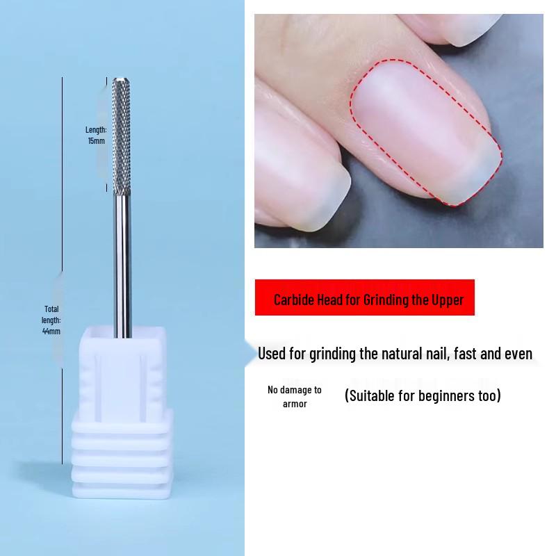 Tungsten Carbide Drill Bit with Ceramic Grinding Head for Cuticle Removal and Russian Manicure Prep