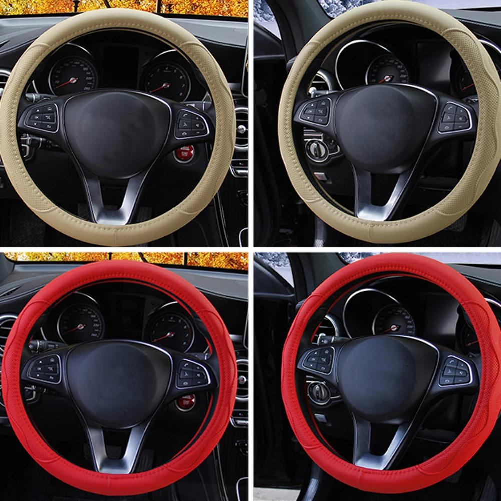38cm Universal Steering Wheel Cover Soft Artificial Leather Braid Steering Wheel Cover Sport Styling Cover Interior Accessories