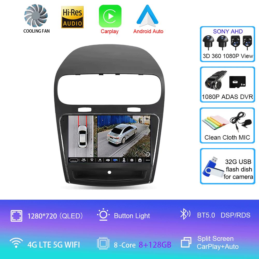 Android 14 Car Radio Carplay Auto For Dodge Journey JC 2011 2012 2013 - 2020 GPS Multimedia Player 360 Camera Video 2 Din Stereo