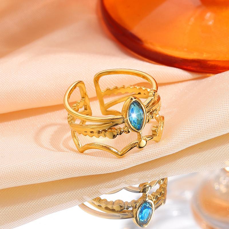Light Luxury High-end Crown Colored Zircon Ring Does Not Fade Xiyin Hot-selling Couple Ring Jewelry