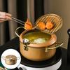 Frying Pot Japanese Style Tempura Fryer Pan with , Lid, Drainage Rack