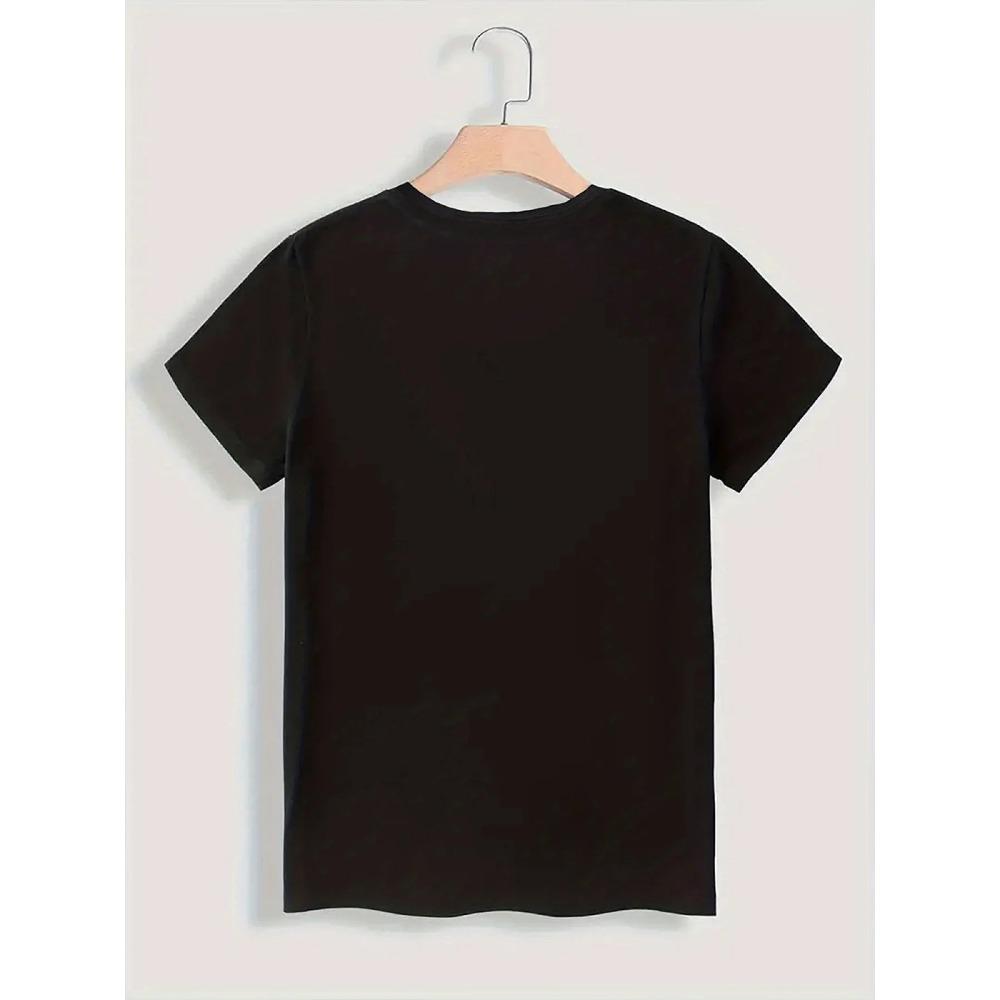 Inverted World Theme T-shirt - Fun Neutral Pure Cotton T-shirt with Printed Short Sleeves Designed for Women's Daily Wear