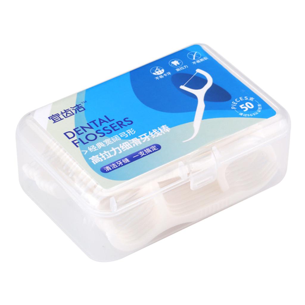 50pcs/Box Dental-Flossers,High Tensile Strength Dental Floss Picks,Toothpick,Tooth Cleaner Flosses Sticks,Oral Hygiene Care