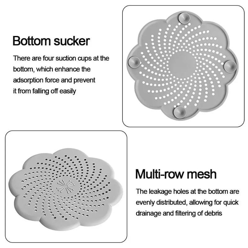 

Flower Shape Silicone Floor Drain Cover Mesh Sink Strainer Anti-blocking Hair Clean Up Waste Catcher Kitchen Bathroom Accessory розовый