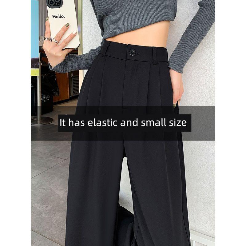 

Thin Ice Silk Small High Waist Drooping Mop Suit Pants Black M