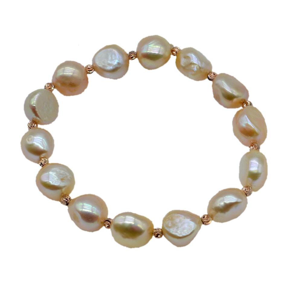 Damen Armband Natur Orange Perle Barock Stil Modeschmuck