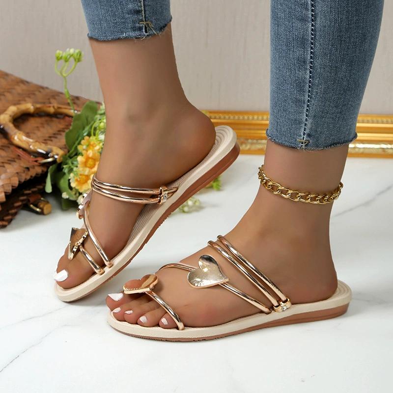 Large Size Slippers Female Summer New Love Set Toe Sandals Seaside Beach Sandals