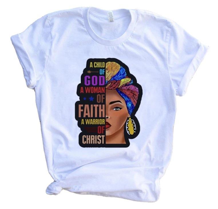 Fashion Vintage Casual Queen Print Ladies T-Shirt Summer Loose Short Sleeve White Women's Tops Graphic T Shirts Female Clothing