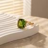 Luxury Fashion Green Zircon Ring For Women Gold Color Shiny Crystal Square Finger Ring Wedding Party Anniversary Charm Jewelry