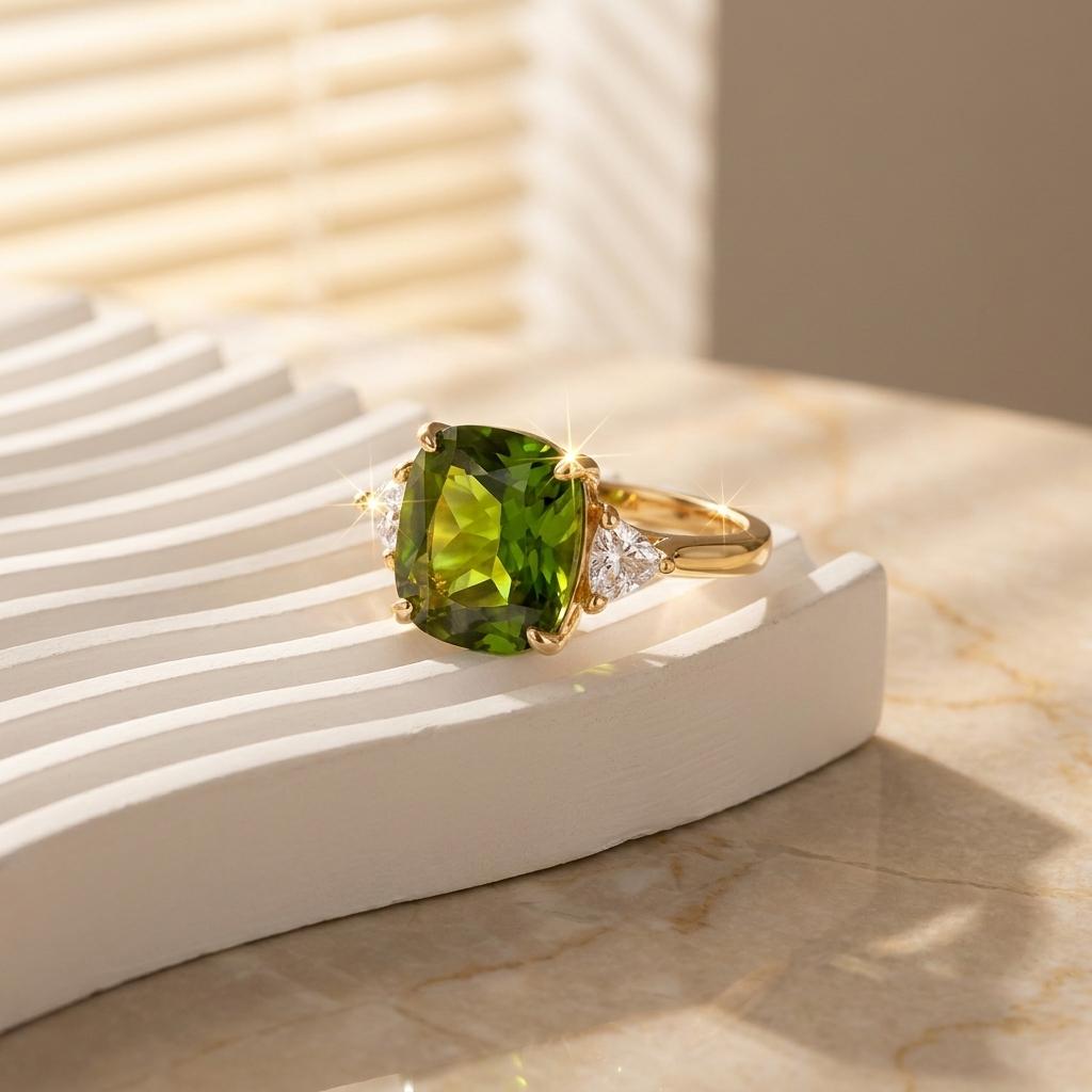 Luxury Fashion Green Zircon Ring For Women Gold Color Shiny Crystal Square Finger Ring Wedding Party Anniversary Charm Jewelry