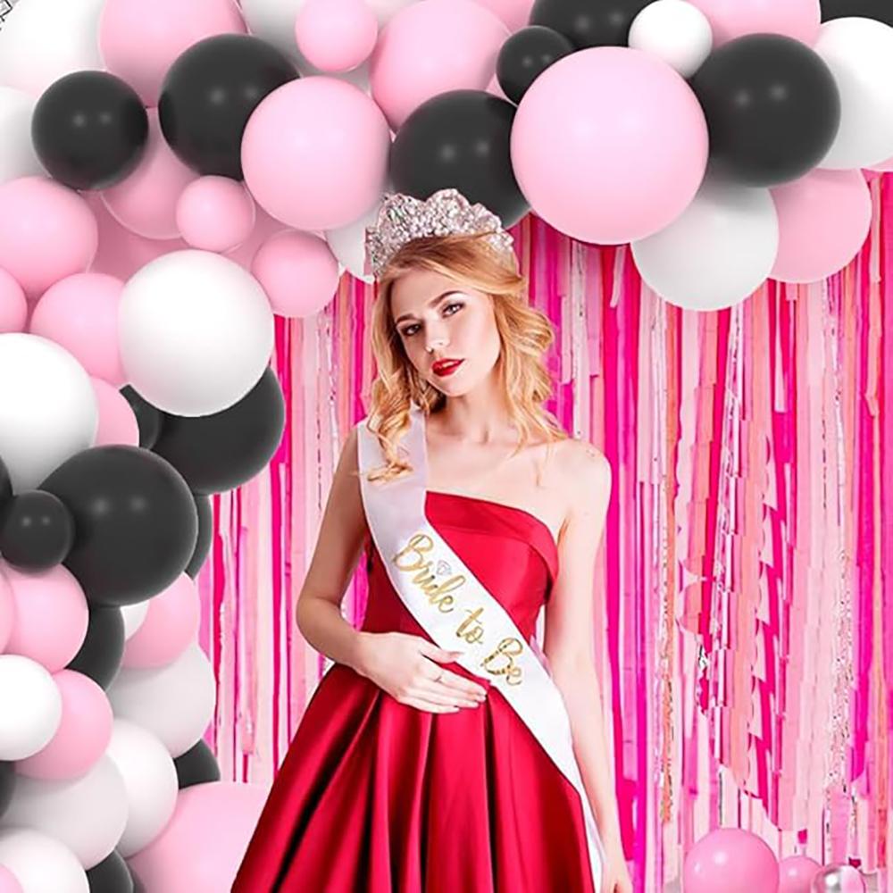 Black Pink Balloons Garland Arch White Latex Balloon Kit Baby Shower Bride Shower Wedding Anniversary Birthday Party Decoration