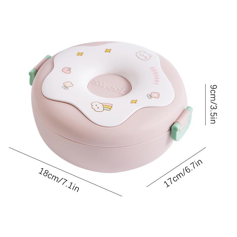 

Ланч-бокс для школьника, коробка для закусок, пончик, мультяшный, герметичный, контейнер для еды в микроволновке, детская посуда розовый