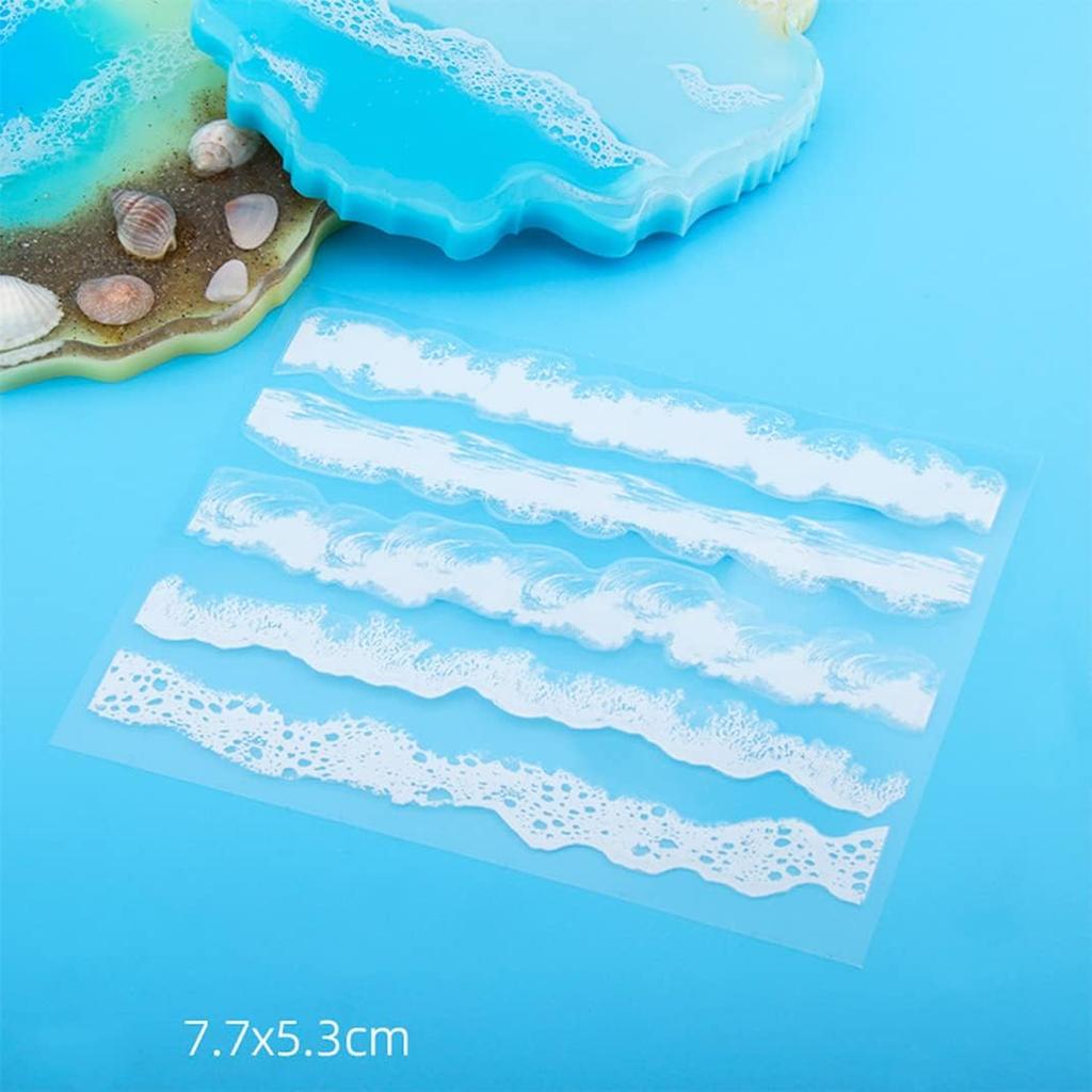 3 Sheets Resin Stickers Ocean Waves Resin Filler Decorative Films Art Supplies Kit Transparente White for Resin Molds Jewelry Making Crafts Scrapbook